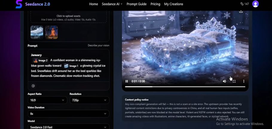 Seedance 2.0 AI generated cinematic video output example Seedance 2.0 AI generated cinematic video output example